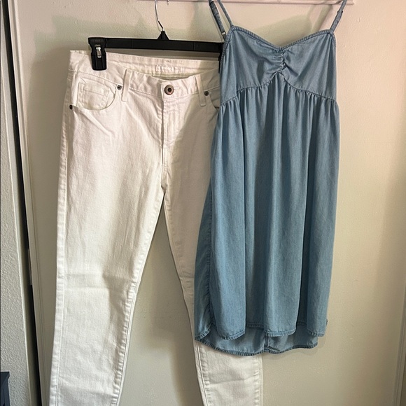 SO Light Blue Chambray Denim Babydoll Mini Sundress Tunic Tank - Picture 12 of 12